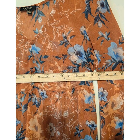 Nordstrom Women's Large Floral Puff Sleeve Multicolor V Neck Flare Dress NWOT - Picture 9 of 14